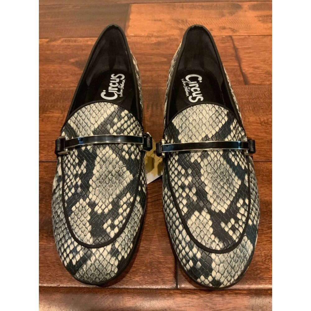 Circus by Sam Edelman Black & Gray Snakeskin Slip-On Loafers, Size 8 (US)